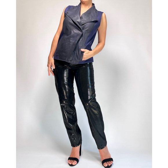Dero by Rocco D'Amelio NY Womans Psnts Leather Suede Black Leather Pants - Picture 12 of 12